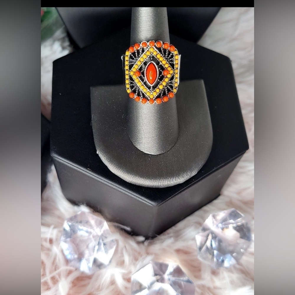 Elegant Orange and Black Women's Ring